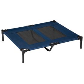 PawHut 36" x 30" Elevated Cooling Summer Dog Cot Pet Bed With Mesh Ventilation - Blue