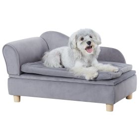 VEVOR Pet Sofa, Dog Couch for Medium-Sized Dogs and Cats, Soft Velvety Dog Sofa Bed, 81 lbs Loading Cat Sofa, Grey