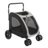 Dog Stroller for Medium to Large Dogs, Foldable Dog Wagon with 4 Wheels, Adjustable Handle, Bid Dog Jogger Stroller, Grey