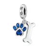 Blue Zircon Cute Pet Cat And Dog Paw Print Pendant Accessories