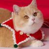 Red Pet Cat Handmade Knitted Collar Dog Rabbit Christmas Necklace Holiday Crochet Scarf Bib