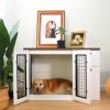 Furniture style dog cage, wooden dog cage, double door dog cage, side cabinet dog cage, Dog crate