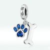 Blue Zircon Cute Pet Cat And Dog Paw Print Pendant Accessories