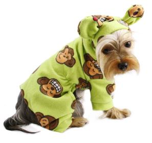 Adorable Silly Monkey Fleece Dog Pajamas/Bodysuit with Hood (Color: LIME, size: S)