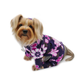 Midnight Garden Fleece Turtleneck Pajamas (Color: Violet, size: M)