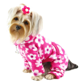 Full Blossom Fleece Turtleneck Pajamas (Color: Pink, size: XL)