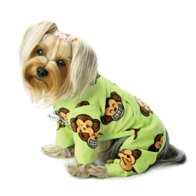 Silly Monkey Fleece Turtleneck Pajamas (Color: LIME, size: M)