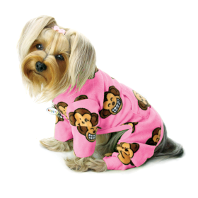 Silly Monkey Fleece Turtleneck Pajamas (Color: Pink, size: L)