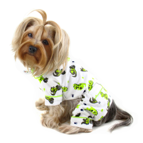 Playful Dinosaur Flannel Pajamas (Color: White, size: L)