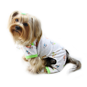 Knit Cotton Pajamas with Party Animals (Color: White, size: L)