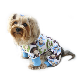 Ultra Soft Plush Minky Monkey Pajamas (Color: Blue, size: M)