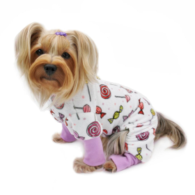 Ultra Soft Plush Minky Sweet Candies Pajamas (Color: White, size: L)