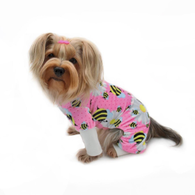 Ultra Soft Plush Minky Bumblebee & Flower Pajamas (Color: Pink, size: L)