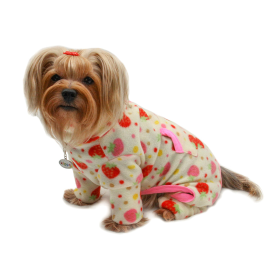 Yummy Strawberry Fleece Turtleneck Pajamas (Color: Yellow, size: M)