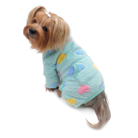 Ultra Plush Colorful Hearts Turtleneck Pajamas (Color: Blue, size: L)