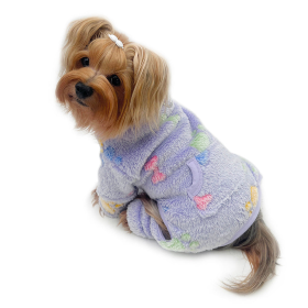 Ultra Plush Colorful Bones/Paws Turtleneck Pajamas (Color: Purple, size: L)