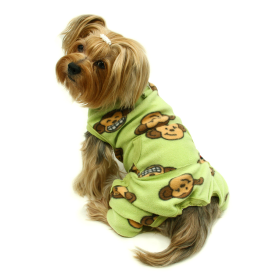 Silly Monkey Front Sleeveless Fleec Pajamas (Color: LIME, size: L)