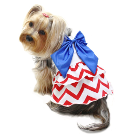 Patriotic Red/White/Blue Large Bow Sundress (Color: Red/White/Blue, size: L)