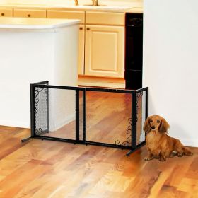 Richell Small Freestanding Metal Mesh Pet Gate (Option: Black)