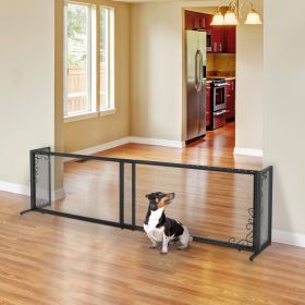 Richell Large Freestanding Metal Mesh Pet Gate (Option: Black)