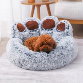 Dog Bed Cat Pet Sofa Cute Bear Paw Shape Comfortable Cozy Pet Sleeping Beds For Small, Medium, And Large Dogs And Cats (Color: Grey, size: S-21.65*21.65*14.96inch)