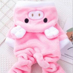 Pet Apparel; Piggy Shaped Winter Warm Flush Clothes For Doggy (Color: Pink, size: XL)