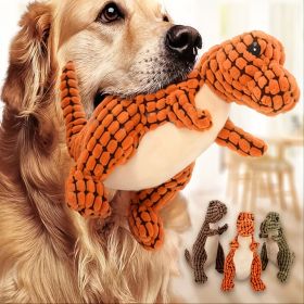 1 Random Color Stuffed Dinosaur Dog Sounding Toy; Dog Training Toy; dog chew toy (Color: Brown, size: 9.84 Inch)