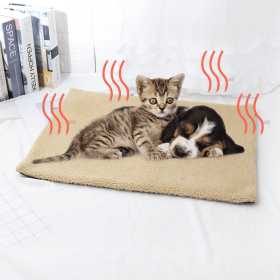 Self Heating Pet Mat; Non-Electric Pet Warming Pad; Self Warming ; Extra Warm Pet Mats For Dog & Cat (Color: Beige, size: 60*45Cm/23.6*17.7In)