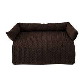 Waterproof Dog Sofa Cover Cushion Pet Bed Sleeping Mat for Dogs Couch Calming Nest Cats Seating Protector with Neck Bolster (Color: Brown, size: L)