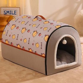 winter Dog Kennel Warm Dog House Mat Detachable Washable Dogs Bed Nest Deep Sleep Tent for Medium Large Dogs House dog Supplies (Color: Chocolate, size: L 50X40X35Cm)