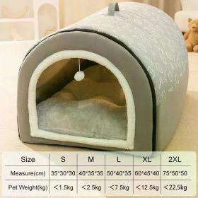 winter Dog Kennel Warm Dog House Mat Detachable Washable Dogs Bed Nest Deep Sleep Tent for Medium Large Dogs House dog Supplies (Color: Grey, size: M 40X35X35Cm)