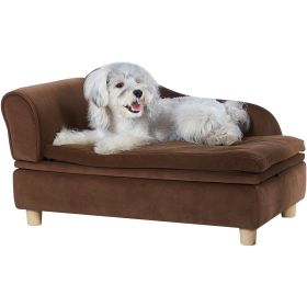 VEVOR Pet Sofa, Dog Couch for Medium-Sized Dogs and Cats, Soft Velvety Dog Sofa Bed, 81 lbs Loading Cat Sofa, Dark Brown (Model: Medium, Color: Brown)