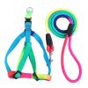 1 Set Nylon Rainbow Pet Dog Collar Harness Leash Soft Walking Harness Lead Colorful and Durable Traction Rope 120cm